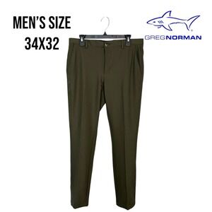 Greg Norman‎ Men's Performance Golf Pants Size 36x32 Olive Stretch Lightweight